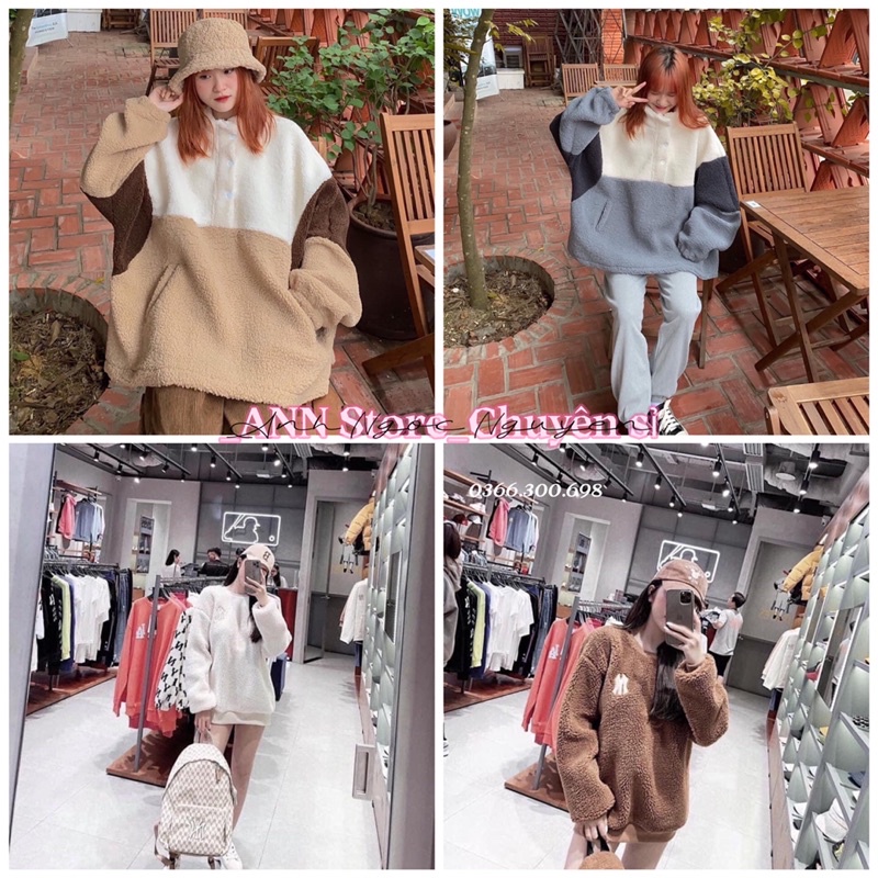 Áo swt lông cừu phối màu siêu dày ấm (annstore_ảnh thật)