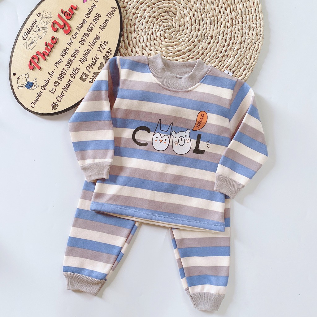 BỘ NỈ KẺ CỔ CHUI CHO BÉ (7-16KG)