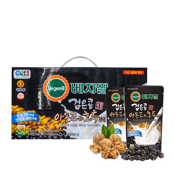 Thùng 20 Bịch Sữa Óc Chó Hạnh Nhân và Đậu Đen Vegemil Sữa Hạt Hàn Quốc 190ml