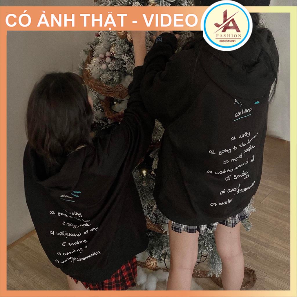 Áo hoodie sadboiz SADDINO form rộng unisex chất cotton ngoại lì mũ hai lớp JASHOP