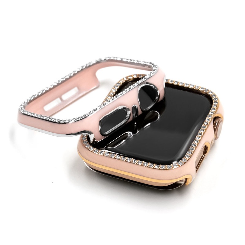 Ốp bảo vệ thích hợp cho mặt đồng hồ Apple Watch Series 6 Se 5 4 3 2 Iwatch 40mm 44mm 42mm 38mm bằng nhựa PC đính hạt đá