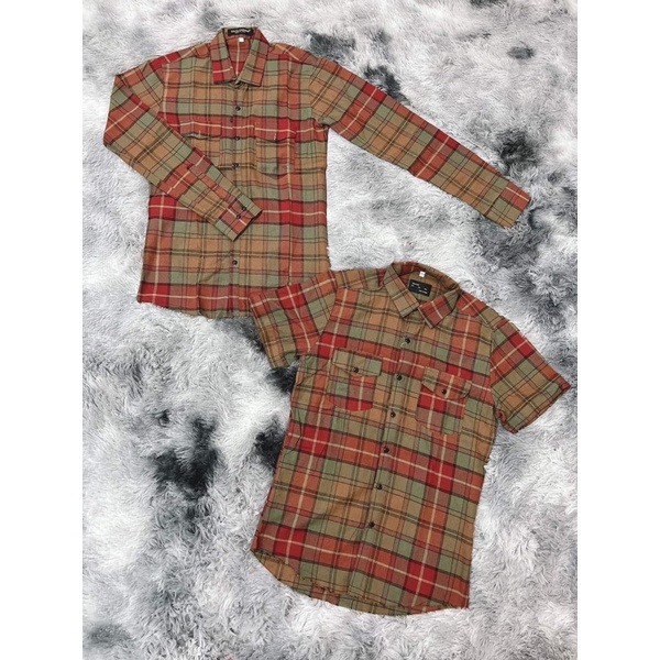 Sơ Mi Nam Nữ Kẻ Sọc Xanh Đỏ Thêu 2 Túi Ngực Cao Cấp