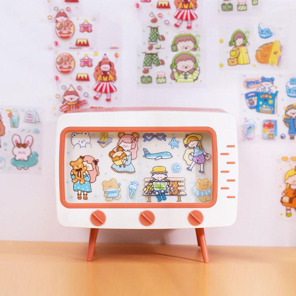 Hộp 100 Miếng Dán Hình Gấu / Thỏ / Kem / Thỏ Đáng Yêu Dùng Trang Trí Sổ Tay DIY