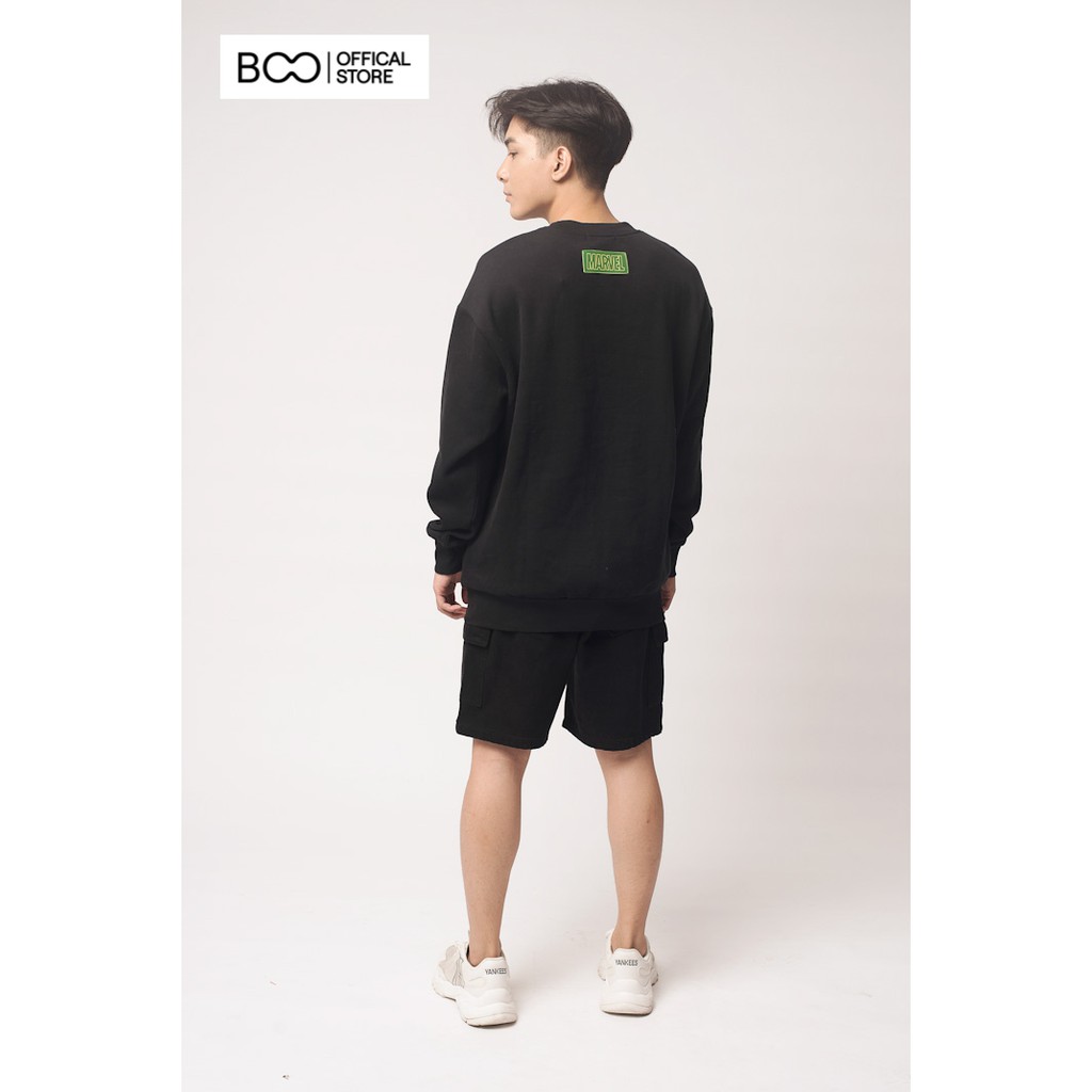 Áo Sweatshirt Nỉ Không Mũ Nam BOO Form Rộng In Logo Marvel Độc Đáo