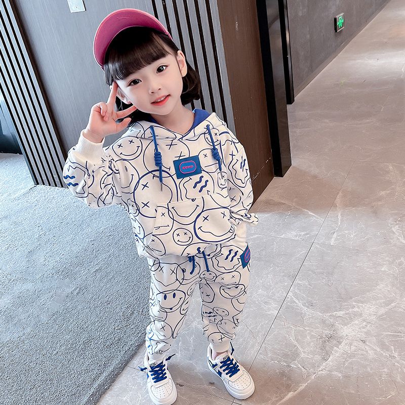 Bộ Đồ Thể Thao Hai Mảnh Áo Hoodie Thời Trang Xuân Thu 2022 Dễ Thương Cho Bé Gái