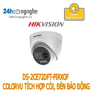 CAMERA HD-TVI COLORVU DS-2CE72DFT-PIRXOF -TÍCH HỢP CÒI, ĐÈN BÁO ĐỘNG