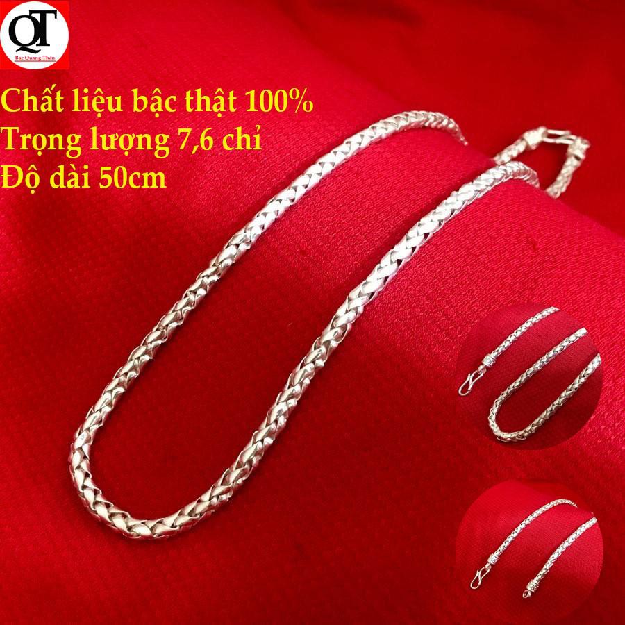 Dây chuyền bạc nam Bạc Quang Thản thiết kế kiểu dây tròn độ dài 50cm, trọng lượng có nhiều lựa chọn chất liệu bạc ta.