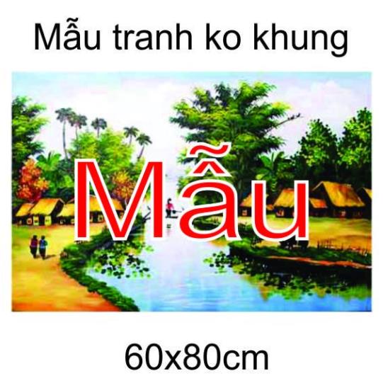 Tranh treo tường làng quê việt nam, tranh quê hương non nước hữu tình, tranh nông thôn việt nam