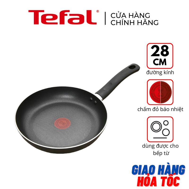 Chảo chiên nhôm 28cm chống dính cạn đáy từ Tefal Only Cook G1640695 - Hàng chính hãng