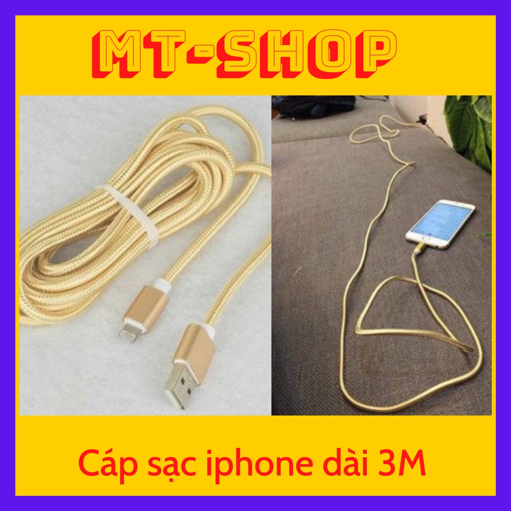 Dây Sạc ĐT táo,Android Dài 3M Bọc Dù,Siêu Dài,Tiện Lợi