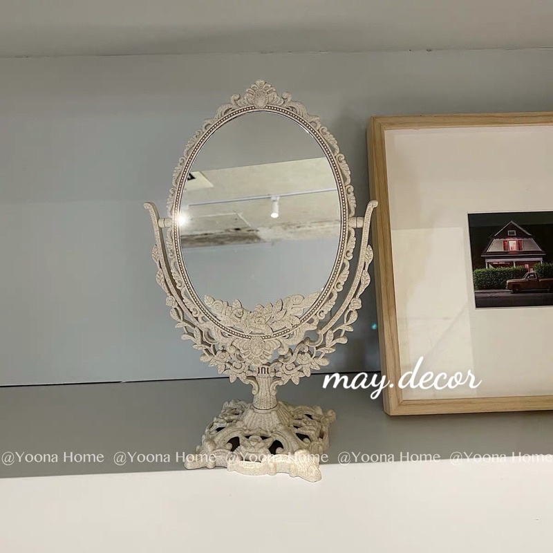 Gương trang điểm để bàn 2 mặt vintage phong cách tiểu thư -may.decor-