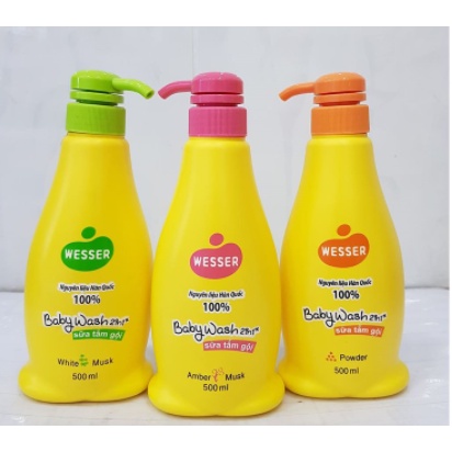 Sữa tắm gội cho bé Wesser 500ml (có vòi)