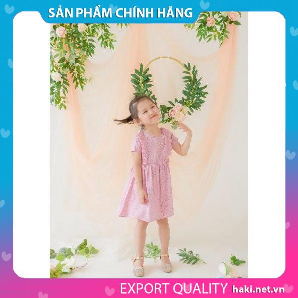 Váy cộc tay thô lanh bèo ngực HAKI - họa tiết hoa nhí HK229