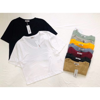 Áo Croptop cổ tim trơn basic dáng lửng