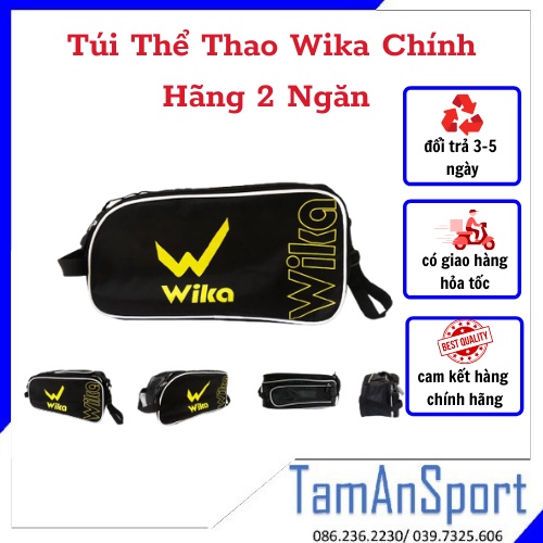 Túi thể thao Wika chính hãng 2 ngăn vải bố chống thấm nước, kèm quai đeo chéo- Tâm An Sports