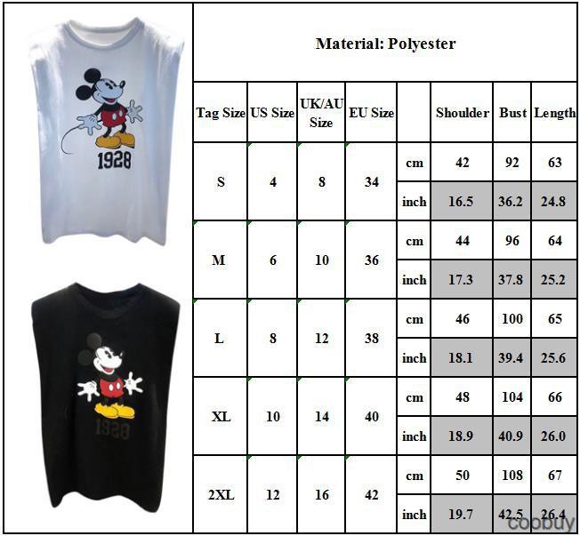 Áo Thun Nữ Không Tay Cổ Tròn In Hình Chuột Mickey