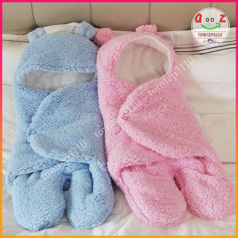 Chăn Ủ Gấu Lông Cừu Có Chân Loại Dày 3 Lớp Siều Mềm Mại Và Giữ Ấm Cực Tốt Cho Bé Từ 0 Đến 3 Tháng