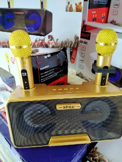 LOA _301-305_ BLUETOOTH KÈM 2 MIC HÁT KARAOKE(Tặng giá đỡ điện thoại)