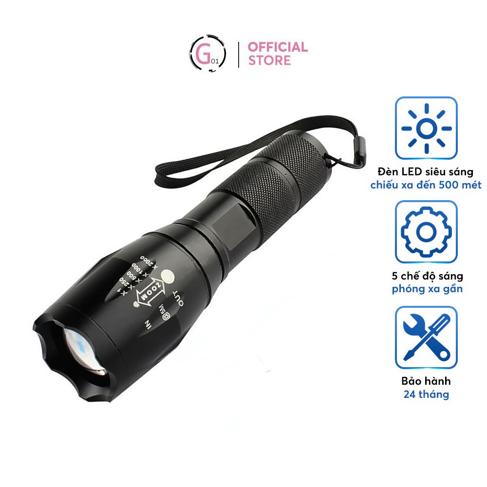 Đèn Pin Siêu Sáng mini Led XML T6 full hộp G01