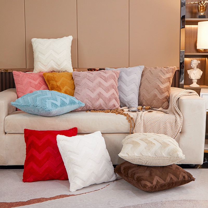 Gối tựa lưng sofa, Vỏ gối trang trí nhung lông vuông 45x45,  hiện đại sang chảnh