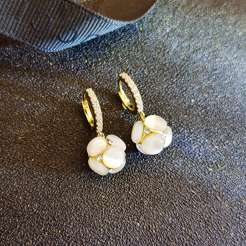 [Jiudolan] Khuyên Tai Đính Đá Opal Nhân Tạo Phong Cách Hàn Quốc Cao Cấp Tinh Tế Hợp Thời Trang Cho Nữ