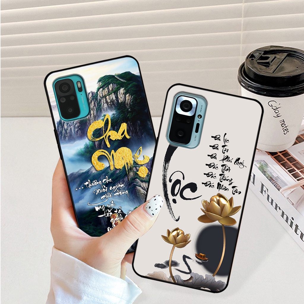 Ốp lưng Xiaomi Redmi Note 10 4G/5G / Note 10s / Note 10 Pro in hình phong cách chữ thư pháp cha mẹ, tài lộc