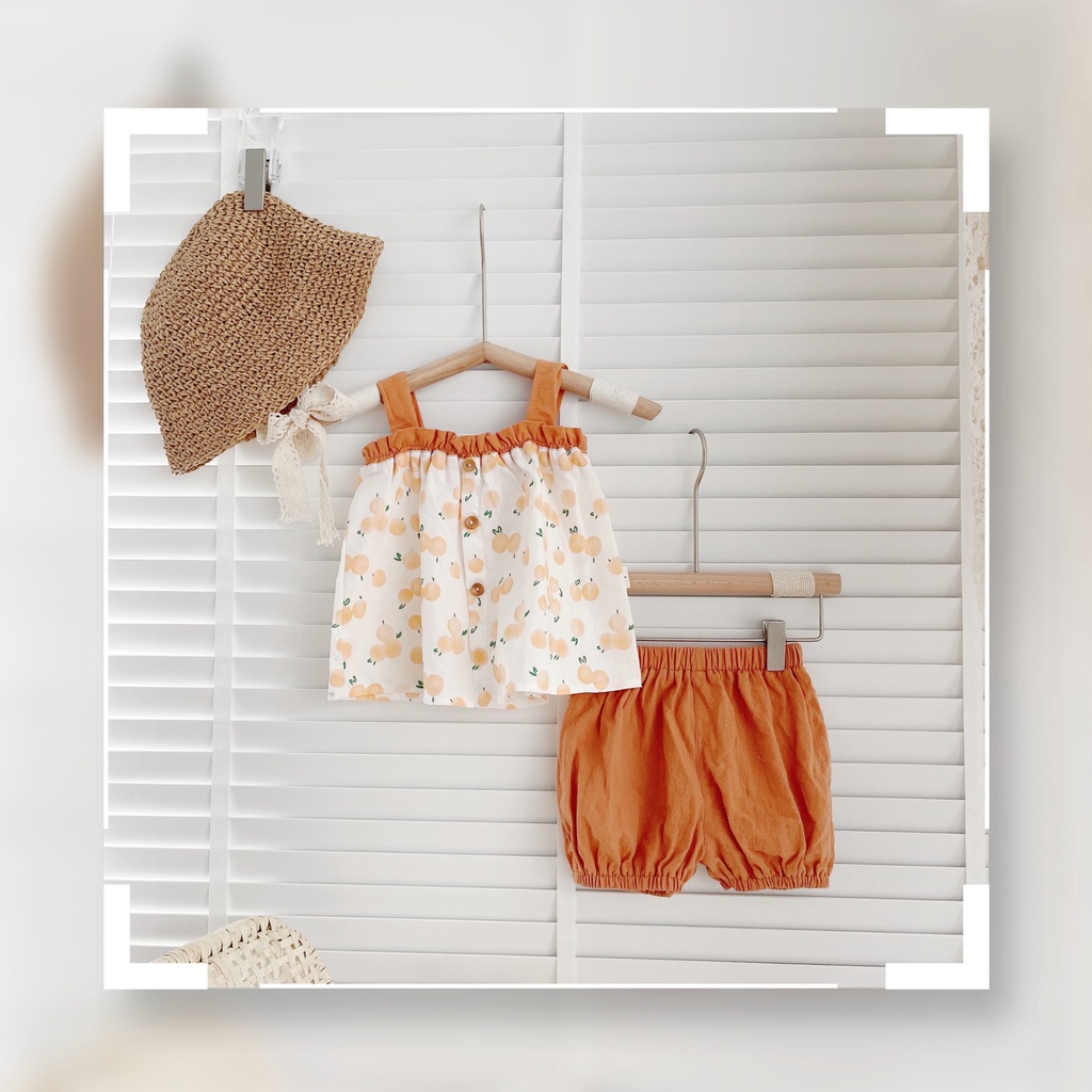 Bộ 2 dây cúc ngực cho bé gái 8-21kg- Chất thô mát (Bảng 3 màu)