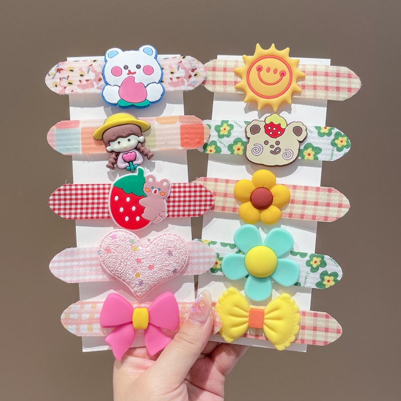 Miếng Dán Tóc Tự Dính Cho Bé Gái Có Sticker Dễ Thương #KT58