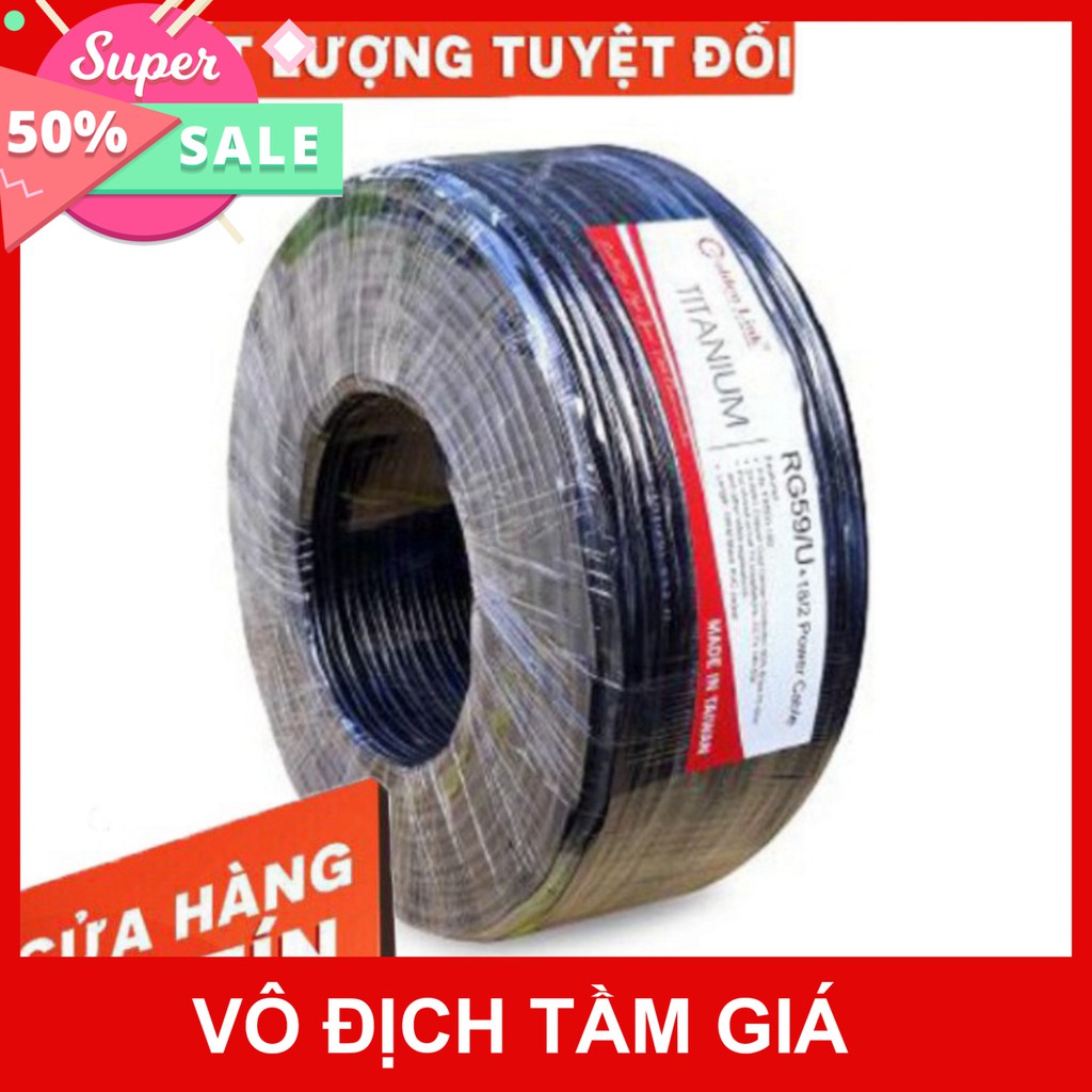 [Giá Sốc] Dây Camera đồng trục liền nguồn 200m RG59 đen bọc đầu [Rẻ ]