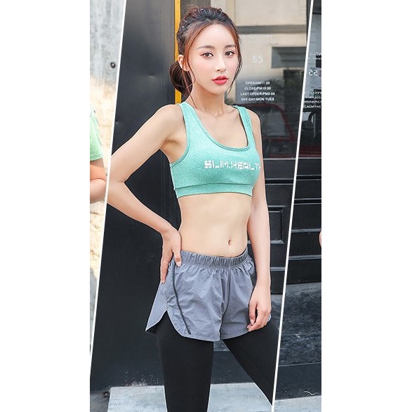 Bộ đồ tập gym yoga Bộ quần áo thể thao nữ Áo Bra quần đùi 2 lớp siêu xinh BT170