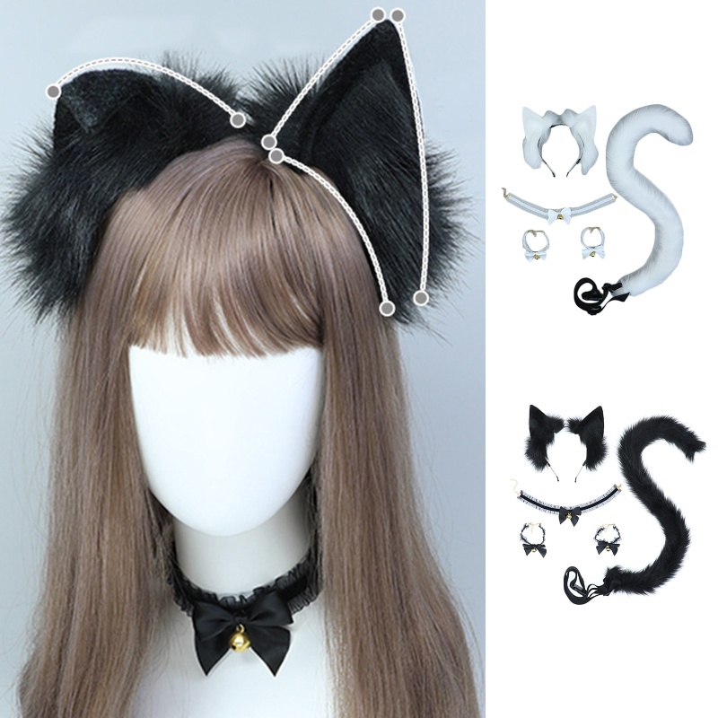 Set 5 Băng Đô Tai Mèo 10MK Giả Lông Thú Cho Tiệc Halloween
