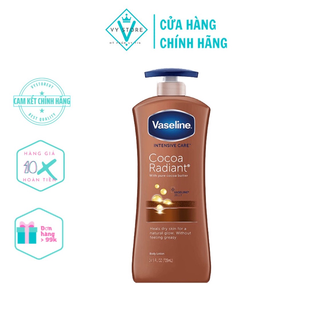 Sữa dưỡng thể cấp ẩm Vaseline Intensive Care Cocoa Radiant 725ml - mỹ phẩm VY STORE VT cosmetics