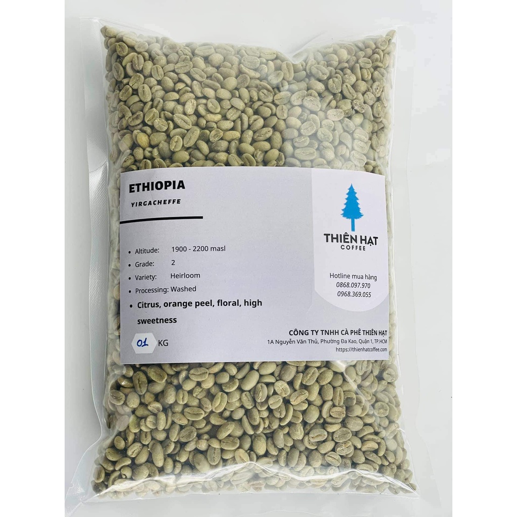 Cà phê nhân xanh - ETHIOPIA YIRGACHEFFE G2-1kg