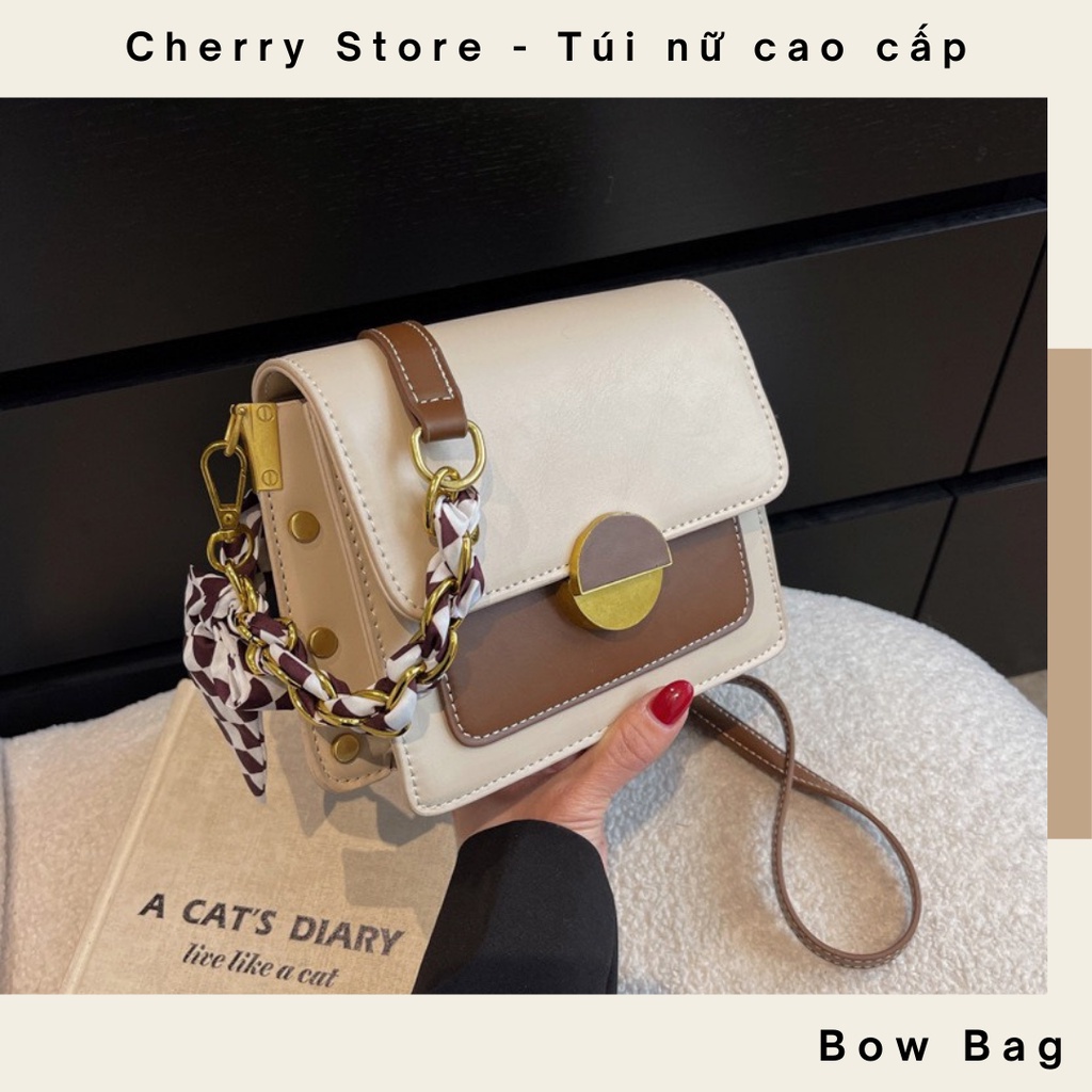Túi đeo vai đeo chéo dây thắt nơ khóa xoay tròn cực xinh tiểu thư phong cách Hàn Quốc Bow Bag 6950