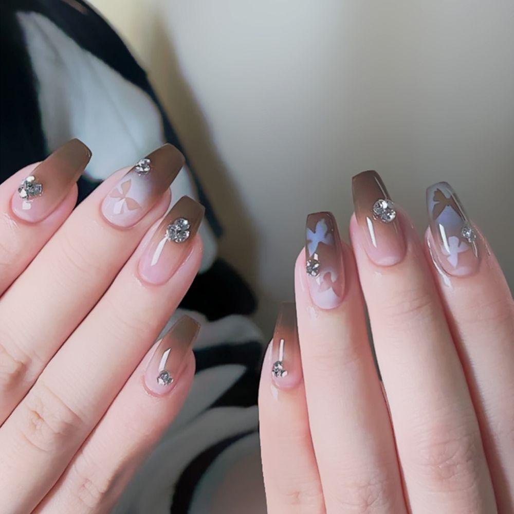 USNOW Miếng Dán Trang Trí Móng Tay Hình Gấu Kiểu Pháp Tự Dính DIY