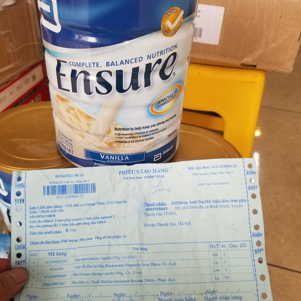 Sữa Ensure Úc Hộp 850G Hương Vanilla