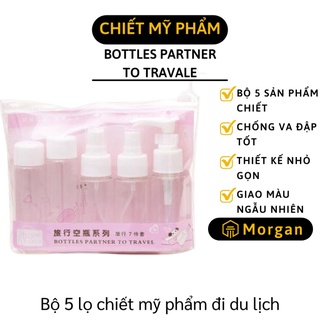 [1 ĐỔI 1] Bộ Chiết Mỹ Phẩm - Combo 5 Chai Nhựa Chiết Nước Rửa Tay, Dầu Gội, Sữa Tắm Du Lịch 4002