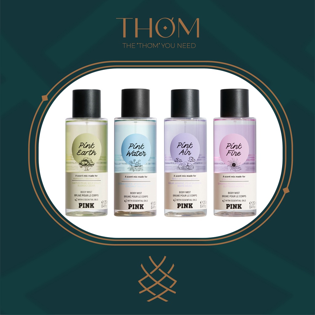 Xịt thơm Body Mist Victoria's Secret theo cung hoàng đạo ASTROLOGY PINK EARTH PINK FIRE AIR WATER