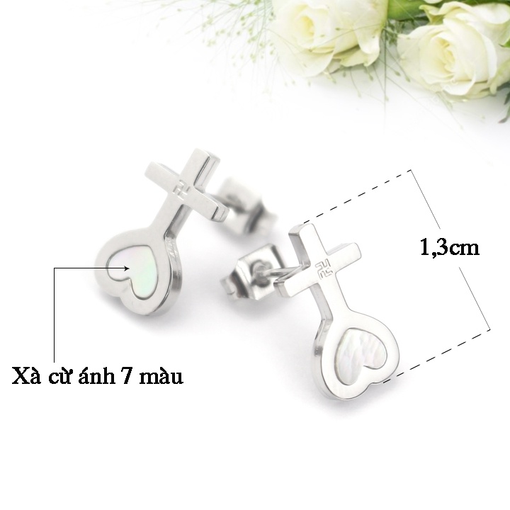 Bông tai Thiên tâm cẩm xà cừ ánh 7 màu đẹp, quyến rũ  - Đem lại may mắn cho người đeo - Tặng hộp đựng xinh xắn