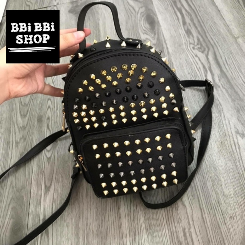 Balo Đinh Tán Vàng Đen gồm 2 mẫu đinh // đeo balo // đeo chéo