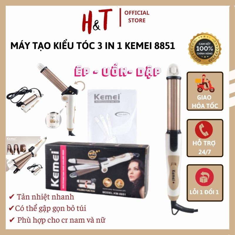 ⚡SHIP HỎA TỐC⚡ Máy tạo kiểu tóc đa năng 3 in 1 uôn tóc - dập xù - ép tóc có thể gấp gọn tiện lợi mang đi du lịch