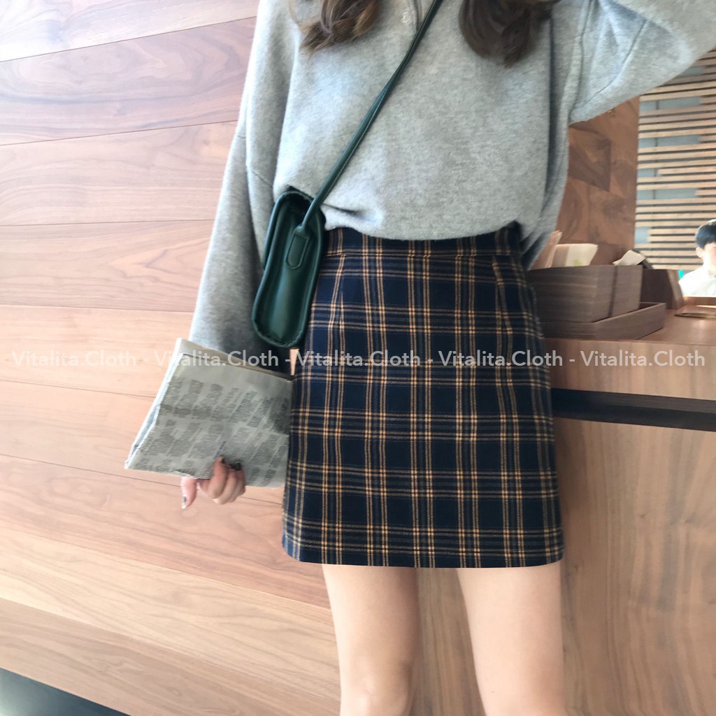 [Xả kho] Chân váy chữ A Caro ngắn lưng cao có quần lót trong - Ảnh video thật - Chất vải thô mềm mặc cực lên Form | BigBuy360 - bigbuy360.vn