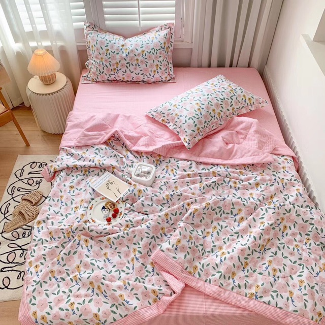 Bộ chăn ga gối Cotton chăn trần - đủ hoa tiết -Luis Bedding( free bo chun theo kích thước)