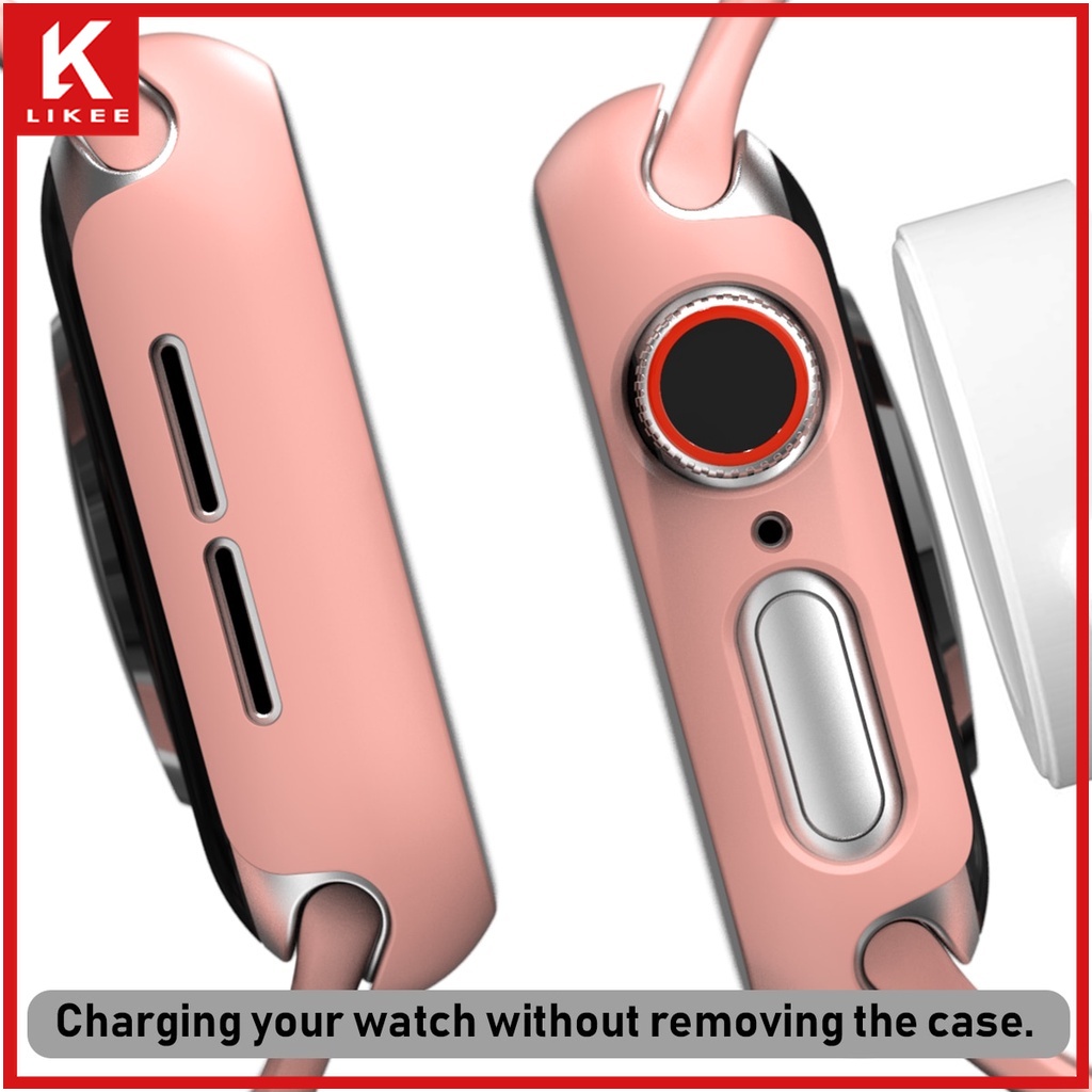 Ốp Bảo Vệ 360 Độ Bằng Nhựa Mặt Kính Cường Lực Cho Apple Watch Series 6 SE 5 4 3 2 1 iWatch 44mm 40mm 42mm 38mm