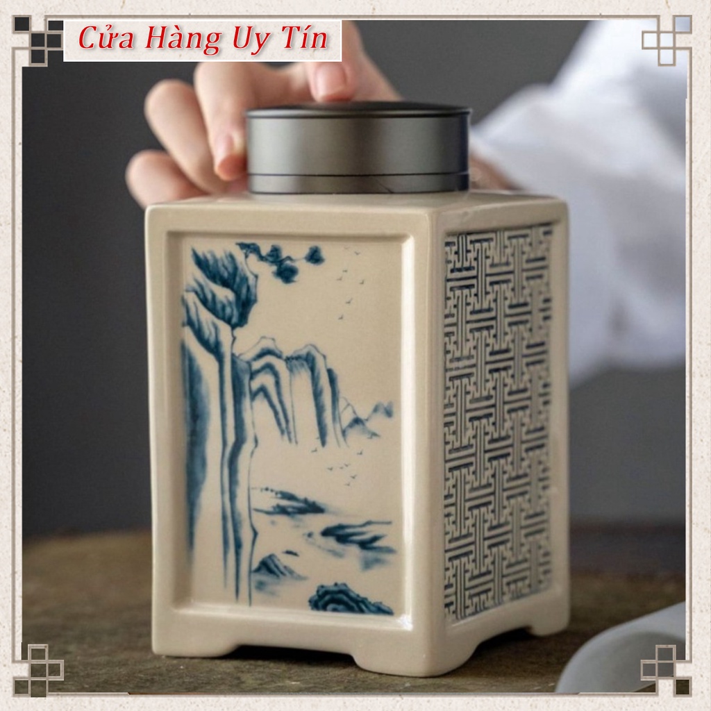 Hũ đựng trà gốm tro thực vật, bình đựng trà khoảng 200-400gr trà khô