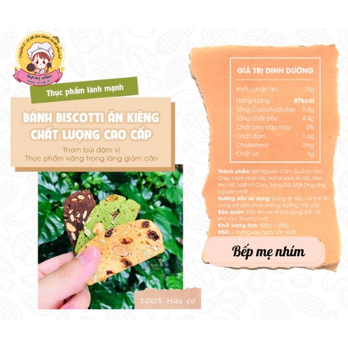 Set nguyên liệu làm bánh Biscotti ăn kiêng, Biscotti nguyên cám đủ 3 vị 500g