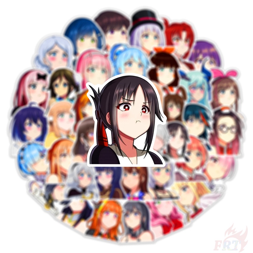 ❉ Miếng Dán Trang Trí Hình Anime Girls Angry Pout Series 01 ❉ Bộ 50 Sticker Chống Thấm Nước Họa Tiết Doodle Hợp Thời Trang