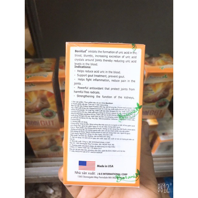BoniGut Hộp 60 Viên - Giảm nguy cơ, triệu chứng bệnh gout