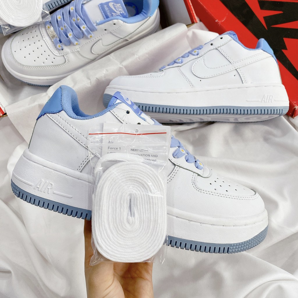 Giày Thẻ Thao Nam Nữ Kiên For Trắng Hoa Cúc Pha Xanh