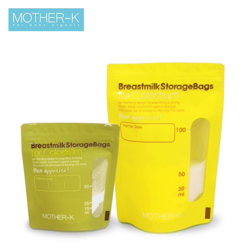 Túi trữ sữa non Mother-K tiệt trùng sẵn khóa zip 2 lần chịu nhiệt từ -20 đến 110 độ C (30c)